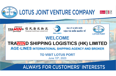 (15-06-2023) CẢNG LOTUS VINH DỰ ĐƯỢC CHÀO ĐÓN ĐOÀN TRAWIND SHIPPING CÙNG ĐẠI LÝ AGE-LINES  ĐẾN THAM QUAN VÀ LÀM VIỆC TẠI CẢNG